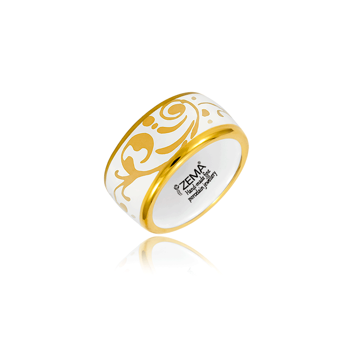 Barokk Fehér&Arany Finomporcelán Gyűrű